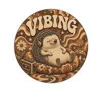 Hedgehog Comic Pose Funny Animal Retro Meme Humor Bold Metal Tin Sign Plaque Wall Decor for Cafe, Man Cave, Club Bar, Office, Home Garden Round Metal Poster 8x8Inch