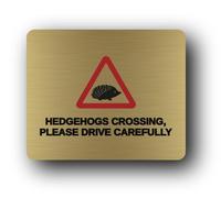 Hedgehog crossing warning sign Sign - 11.5x9.5cm Brushed Aluminium