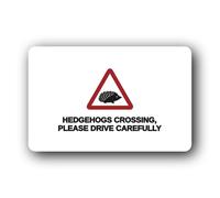 Hedgehog crossing warning sign Sign - 14.0x9.0cm Brushed Aluminium