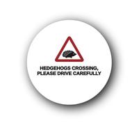 Hedgehog crossing warning sign Sign - 9.5x9.5cm Brushed Aluminium