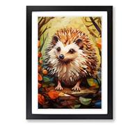Hedgehog Cubism No.2 Framed Print | A2 Black Framed Wall Art | Ready to Hang | Cubist Nature Picture | Living Room Bedroom Lounge Office