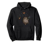 Hedgehog Day Dandelion Wish Monarch Butterflies Illustration Pullover Hoodie
