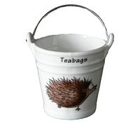 Hedgehog design large bucket teabag tidy, porcelain bucket teabag tidy