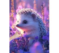 Hedgehog Diamond Art Kits for Adults, Flowers Diamond Painting Kits for Adults, 5D DIY Full Drill Crystal Art Crafts for Beginners, Cross Stitch Gem Arts and Crafts for Home Decor, 50x70 cm, -5138