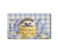 Hedgehog Dish Drying Mats For Kitchen Counter, Cute Blue Gingham Absorbent Rubber Mat, Spring Floral PU Leather Drying Pad For Coffee Bar Protector 12x20 Inch