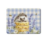 Hedgehog Dish Drying Mats For Kitchen Counter, Cute Blue Gingham Absorbent Rubber Mat, Spring Floral PU Leather Drying Pad For Coffee Bar Protector 18x24 Inch