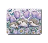 Hedgehog Dish Drying Mats For Kitchen Counter, Cute Floral Absorbent Rubber Dish Drainer Mat, Spring PU Leather Drying Pad For Coffee Bar Protector 18x24 Inch