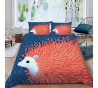 Hedgehog Duvet Cover Double Size Color 3D Bedding Set Ultra Soft Microfiber Quilt Cover 200x200 Luxury Bedroom Decor 3PCs with 2 Pillowcases and Zipper Closure K410