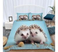 Hedgehog Duvet Cover King Size Animals Bedding Quilt Cover 3 Pcs, 3D Boys and Girls Print Reversible Bedding Set Ultra Soft Brushed Microfiber Bed Set Bedroom Decor, 2 Pillowcases b6845