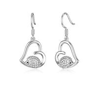 Hedgehog Earrings Hook 925 Sterling Silver Cute Cubic Zirconia Animal Jewellery Gift for Women Hedgehog Lover