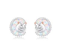 Hedgehog Earrings S925 Sterling Silver Opal Hedgehog Stud Earrings Cute Animal Jewelry Gifts For Women Hedgehog Lovers