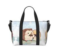 Hedgehog eating delicious food Printed Tote Travel Bag With Adjustable Shoulder Strap Suitable For Travel And Sports