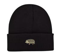 Hedgehog Embroidered Beanie hat. Hedgehog Gift Ideas, Woodland Beanie hat. (UK, Alpha, One Size, Standard, Black)