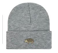 Hedgehog Embroidered Beanie hat. Hedgehog Gift Ideas, Woodland Beanie hat. (UK, Alpha, One Size, Standard, Heather Grey)