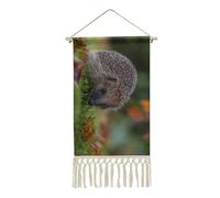 Hedgehog Exploring The Grass Hanging Posters Cotton And Linen Painting Vintage Print Artwork with Tassel for Home Decor
