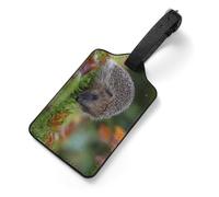 Hedgehog Exploring The Grass Luggage Tag for Suitcases PU Leather Privacy Protection Bag Tags Travel Accessories Essentials