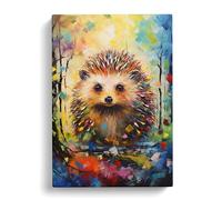 Hedgehog Expressionism Art No.2 Canvas Print | Gallery Wrapped 30mm Frame Wall Art | 30x20 inches | Ready to Hang | Modern Picture | Living Room Bedroom Lounge Office