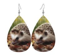 Hedgehog Faux Leather Teardrop Earrings, Fashion Lightweight Drop Dangle Earrings Leather Earrings For Women Weddings, Parties, Ceremonies, Banquets, Gifts