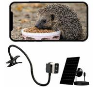 Hedgehog Feeder Camera WiFi 4MP HD - Hedgehog Feeding Station Camera for Garden Wildlife, Solar Powered WiFi Camera with Live View App, Night Vision, Motion Alerts, Outdoor Wildlife Gift