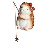 Hedgehog Fishing Ornament,Mini Hedgehog Figurine,Cute Hedgehog Statue,Resin Hedgehog Figurine,Outdoor Animal Statue