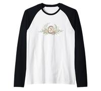 Hedgehog Floral Woodland Botanical Cute Animal Pastel Raglan Baseball Tee