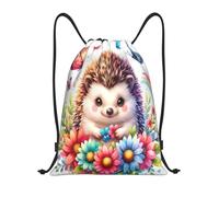 Hedgehog Flower Butterfly Sports Backpack String Lightweight Drawstring Pe Bags Waterproof Gym String Bag For Men Climbing Sport 39X46Cm