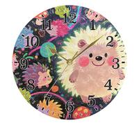 Hedgehog Flower Fun Round Wall Clock Modern Electronic Wall Clock Silent Clocks For Decor School Office 25Cm