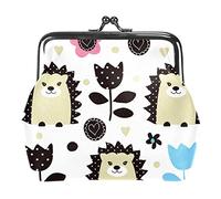 Hedgehog Flower Women’s PU Leather Coin Wallets Girls Mini Buckle Coin Purse Pouch