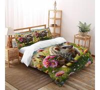 Hedgehog Flowers Bedding Set 3D Design Animal Theme Duvet Cover Set 3 Pieces Microfiber Quilt Cover Suitable for Family,couple,children with Pillowcase Double(200x200cm)