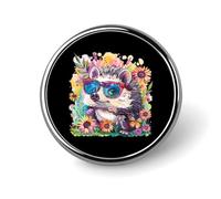 Hedgehog Flowers Butterfly Round Badge Button Pins Custom Brooches Lapel Pins for Women Men Clothing Decoration