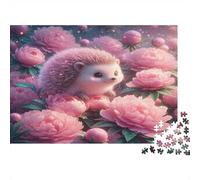 Hedgehog Flowers Jigsaw Puzzles 1000Pc Recycled Paper for Adults Puzzle for Adults Impossible Hard Challenging Family Game Fun Home Activity Great Gift Idea 70x50cm/1000pcs