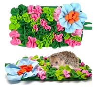 Hedgehog Foraging Mat Enrichment Toy, with Non-Slip Bottom for Hedgehogs, Rabbits, Guinea Pigs, Hamsters, Hedgehogs Cage Accessories Interactive Feeding & Sensory Play Mat (Floral, 17.7x9.8 Inches)