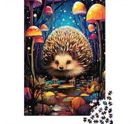 Hedgehog Forest 1000 Piece Jigsaw Puzzle Paper for Adults Magic Mushroom Night Scene Relaxing Home Decor Gift Family Fun Focus 70x50cm/1000pcs