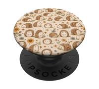 Hedgehog Forest Cute Animal Boho Flowers Summer On Beige PopSockets Adhesive PopGrip