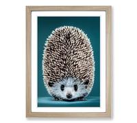 Hedgehog Framed Print | A2 Oak Framed Wall Art | Ready to Hang | Modern Nature Picture | Living Room Bedroom Lounge Office