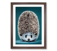 Hedgehog Framed Print | A2 Walnut Framed Wall Art | Ready to Hang | Modern Nature Picture | Living Room Bedroom Lounge Office