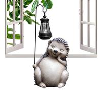 Hedgehog Garden Light, Funny Hedgehog Statue, Resin Animal Sculpture, Whimsical Garden Ornament, Weatherproof Sculpture, Solar Powered Garden Statue, s