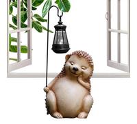 Hedgehog Garden Light, Funny Hedgehog Statue, Resin Animal Sculpture, Whimsical Garden Ornament, Weatherproof Sculpture, Solar Powered Garden Statue, s