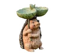 Hedgehog Garden Ornament - Bird Bath Stone Statue | Animal Statue Birdfeeder | Carved Hedgehog Fox Birdbath | Standing Stake Resin Birdbath Sculpture | Weatherproof Sculpture Wildlife Idea For Garden
