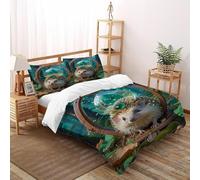 Hedgehog Glass Bedding Set 3D Design Animal Theme Duvet Cover Set 3 Pieces Microfiber Quilt Cover Suitable for Family,couple,children with Pillowcase Super King(260x220cm)