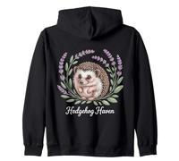 Hedgehog Haven Lavender Wreath Woodland Charm Zip Hoodie