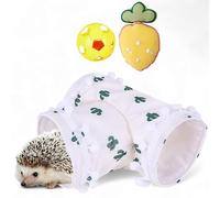 Hedgehog Hideout Tunnels with Bell Ball Toy, Hedgehog Tunnels with 2pcs Toys For Hedgehogs, Small Animal Tunnel Tubes Toy For Hamster Guinea Pig Chinchilla Rabbit, Hedgehogs Accessories (White Tunnel)