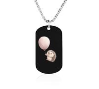Hedgehog Holding A Balloon Men's Pendant Necklace for Women Customizable Jewelry Dog Tag Memorial Necklaces