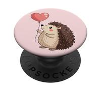 Hedgehog Holding a Heart Balloon, Adorable Hedgy Baby Animal PopSockets Adhesive PopGrip