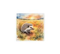 Hedgehog Hot Pot Stand Trivet - British Wildlife Art Glassware Gift/Present - Kitchen Chopping/Cutting Board Worktop Protector with Non-Slip Feet 20cm x 20cm (8" x 8")