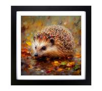 Hedgehog Impressionism Framed Print | 18x18 Inch Black Framed Wall Art | Ready to Hang | Impressionist Nature Picture | Living Room Bedroom Lounge Office