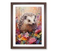 Hedgehog Impressionism Framed Print | A2 Walnut Framed Wall Art | Ready to Hang | Impressionist Nature Picture | Living Room Bedroom Lounge Office