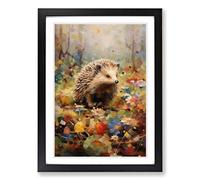 Hedgehog Impressionism No.2 Framed Print | A2 Black Framed Wall Art | Ready to Hang | Impressionist Nature Picture | Living Room Bedroom Lounge Office