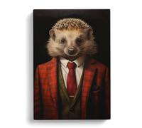 Hedgehog in a Suit Painting Canvas Print | Gallery Wrapped 30mm Frame Wall Art | 30x20 inches | Ready to Hang | Modern Picture | Living Room Bedroom Lounge Office