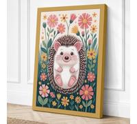 Hedgehog in Bloom Boho Canvas Wall Art Print 18x12 Inch (46 x 30 cm)